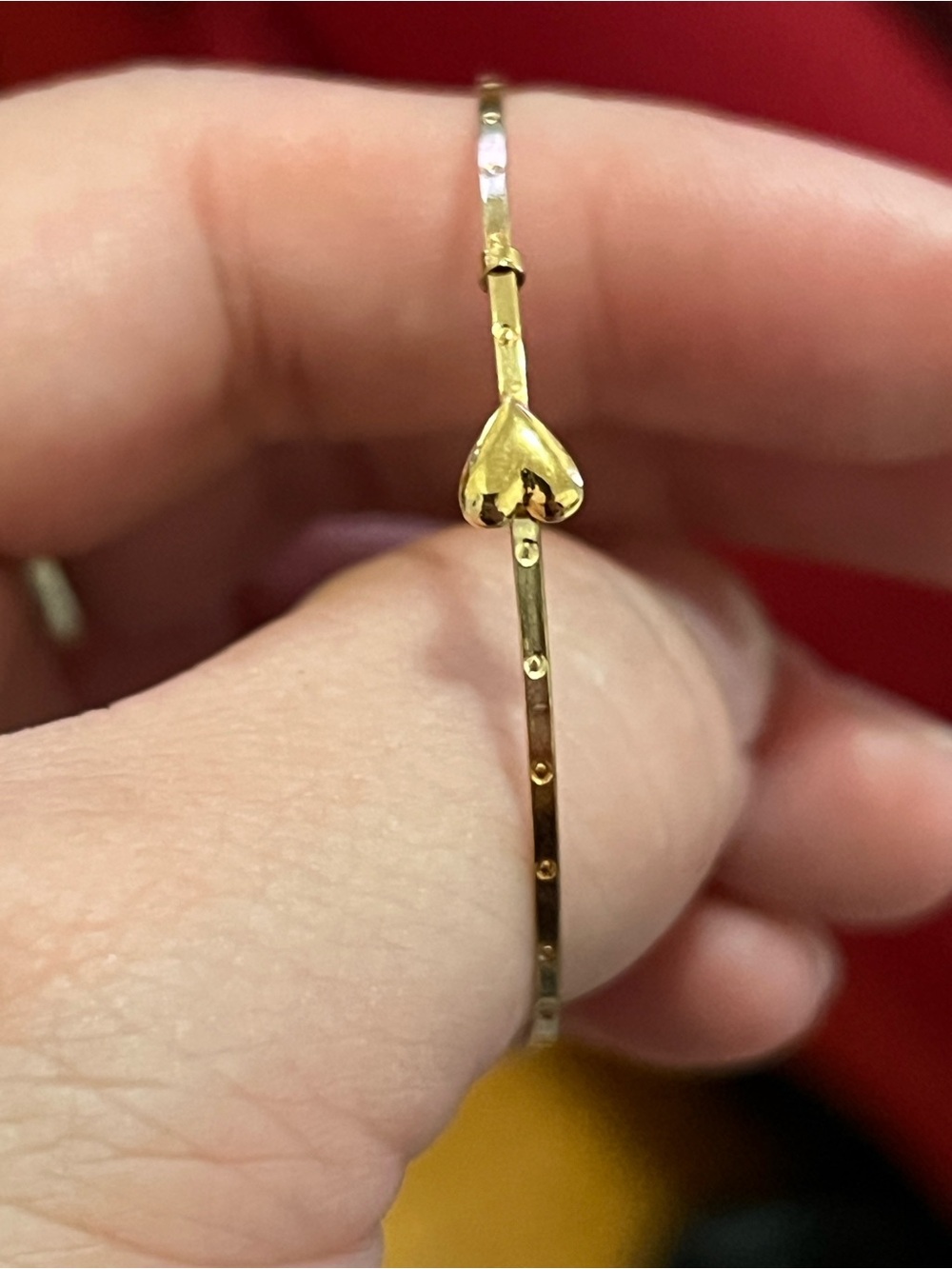 14k Gold Heart Bangle Baby Bracelet - Picture 2 of 5